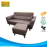 KLSB 3L SOFA L SHAPE 3S+STOOL / SOFA PANJANG / SOFA MEWAH / SOFA FABRIK / SOFA KAIN / SOFA CORNER