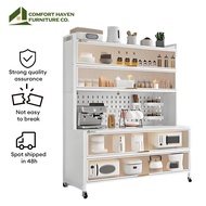 Comfort Haven Furniture Co. Kitchen Cabinet Storage Rack With Doors & Wheels 5-6 Tiers (60-120cm)