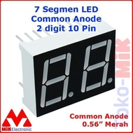 7 Segments SEVEN SEGMENT LED DISPLAY 2-DIGIT COMMON ANODE 0.56 IN 10P