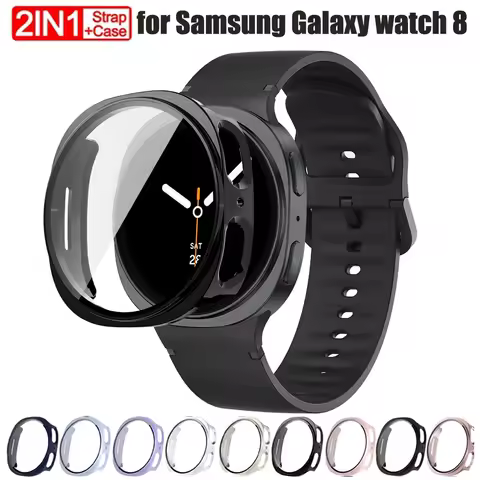 Band+Case for Samsung Galaxy watch 8 40mm 1:1 Sport Belt Wrist Replacement Correa Bracelet+Cover+Gla