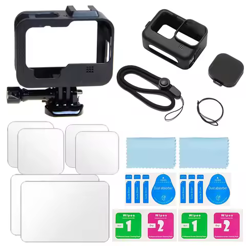 Plastic Housing Case Cage Cover / Silicone Protective Case / Tempered Glass Screen Protector For GoP