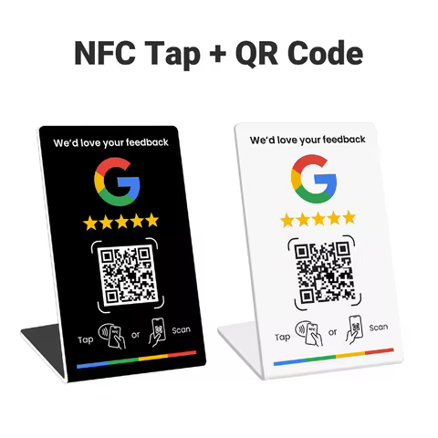 Business Stand for Google Review NFC Tap & Dynamic QR Code Easy Setup with Review Link Management No