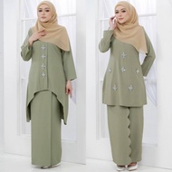 XS - 5XL DUSTY OLIVE SAGE GREEN BAJU KURUNG MODEN RIAU KEBARUNG DIAMOND PLUS SIZE NIKAH TUNANG DINNE