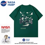 Nasa HGBP fashion co-branded Cotton T-shirt for men and women Casual Short-sleeved T shirt Round Nec