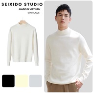 Seixido Studio Men's Sweater with 3-inch Turtleneck and Long Sleeves, Beautiful and Warm for Autumn 