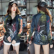 เสื้อตกปลา แฟชั่น กีฬากลางแจ้ง JK THAILAND ลาย WALL BASS แดง ป้องกันรังสี UV 80-90% สีไม่ตก แห้งเร็ว