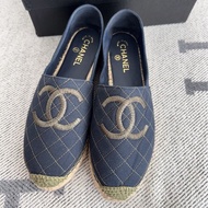 【全新品】chanel香奈兒草編藤編漁夫鞋平底鞋休閒鞋 40碼 偏小