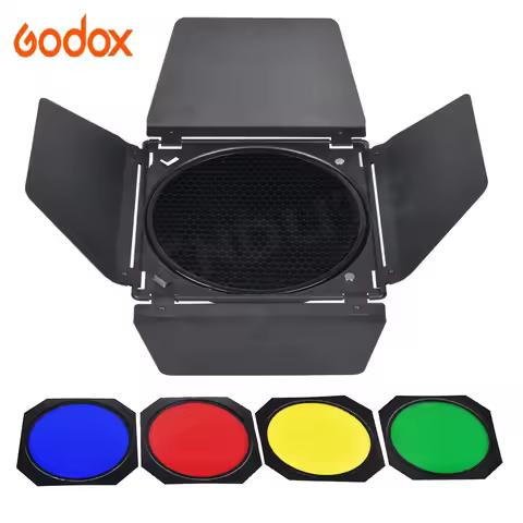 Godox BD - 04 Barn Door + Honeycomb Mesh + 4 Color Filter Bowen Mountain Standard Light Reflection P