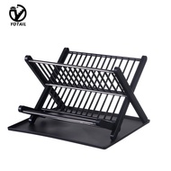 YOTAIL Kitchen Cutlery Storage Rack Bowl&Dish Drain Holder 2-layer Foldable Tableware Organizer Rack
