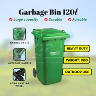 MEGA JADI 120L Tong Sampah Besar Bertutup Indoor and Outdoor Heavy Duty Tong Sampah Hijau Beroda