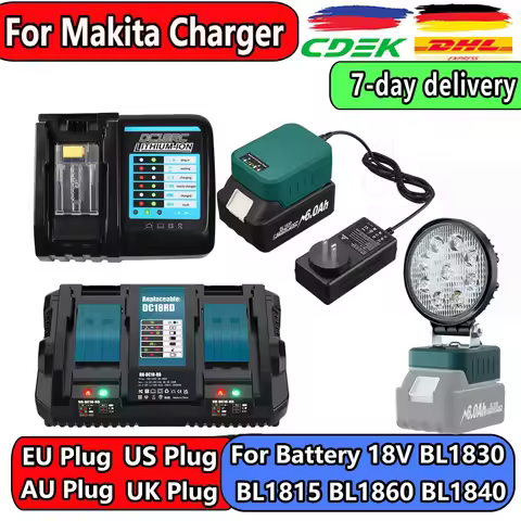 DC18RC Lithium-Ion Battery Charger with LED Screen For Makita 14.4V-18V Lithium-ion Battery BL1830 B