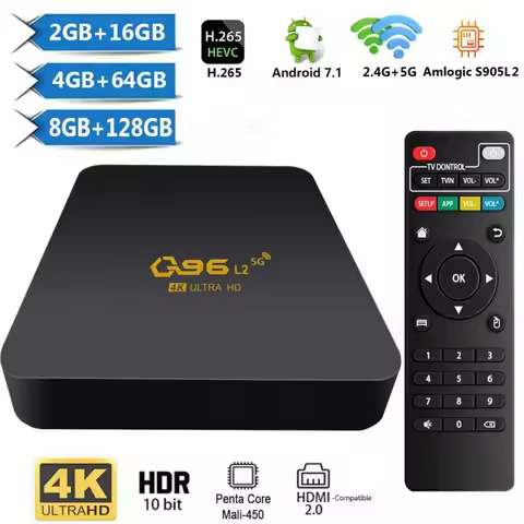 Q96 L2 IPTV TV BOX Android 7.1 Amlogic S905 L2 Quad Core 4K UHD HDR10 3D H. 265 5G Dual WiFi iptv Me