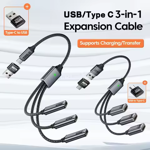 3 in 1 USB Type C Splitter HUB Expansion Cable Multi Port Expander Phone Charger Power Adapter OTG C