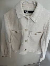 Zara Textured Cropped Jacket Cream XS 小香風白色外套