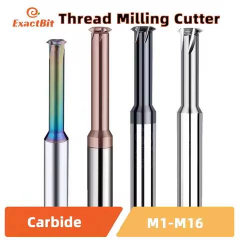 ExactBit DIY Thread Milling Cutter Tungsten Steel Aluminum 60 Degree M1.2-M8 1 Tooth for Home Worksh
