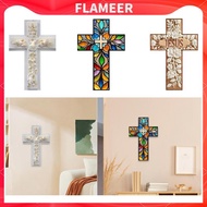 [FlameerMY] 2D Flat Pattern Cross Wall Plaque Handcrafted for Bedroom Catholic Gift Flat
