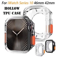 Hollow Case for iWatch Series 10 46mm 42mm Screen Protector TPU Soft Case Bumper Protective Cover fo