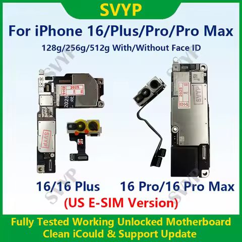 Fully Tested 100%Working Motherboard For iPhone 16 Pro Max Mainboard With Face ID Unlocked And Clean
