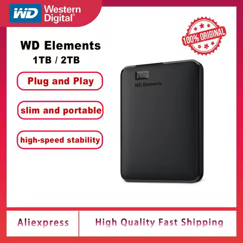 Western Digital WD Elements 2T 1T External Hard Drive 2.5" USB 3.0 Portable External HDD Hard Disk F