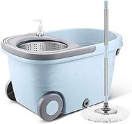 TYJKL Spin Mop Bucket, Stainless Steel 360 Spinning Mop Bucket Floor Cleaning System with 2 Microfiber Replacement Head Refills