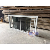 SKS 2in1 White Undercoated Window Grille Black 1750mm(W) x 910mm(H) Slide Aluminium Tingkap Hitam Ce