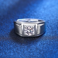 Petchara Jewelry แหวนเพชรโมอีสผู้ชาย 1 กะรัต เงินแท้ S925 น้ำ 100-98 D-VVS1 : F2006