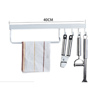浴室架 廚房掛架 免打孔 掛鈎 貼牆掛架 調味料架 (升級啞光40cm-4鉤帶桿）