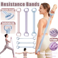 🇸🇬SG Stock🇸🇬 6 Tube Resistance Band Adjustable Elastic Band Multifunction Exercise Band Open Shoulde