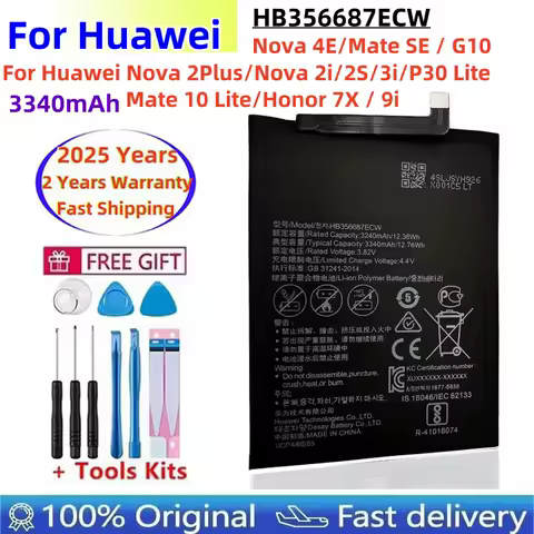 100% Original Battery HB356687ECW For Huawei Nova 2Plus 2i 2S 3i 4e Huawei P30 Lite Mate SE G10 Mate