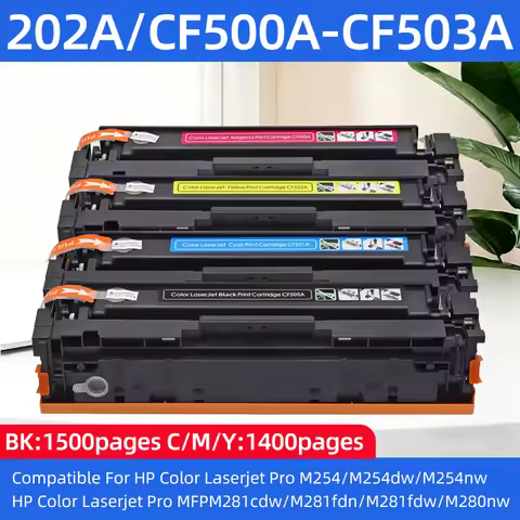 HP 202A CF500A 501 502 503A toner cartridge Compatible for Color Laserjet Pro M254 M254dw M254nw MFP