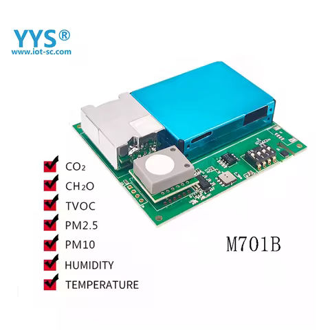 YYS 7 In1 Indoor Air Quality Sensor Co2 PM2.5 TVOC CH2O Gas Sensor Module With Temperature Humidity 