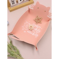 Cute Kitty Shape Storage Tray Fun Foldable Leather Dice Tray Portable Travel Dice Storage Tray