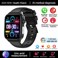 New AI Medical Diagnosis Blood Lipids Uric Acid Blood Glucose Smart Watch Men ECG+PPG Fitness Tracke