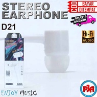 Headset Earphone Handsfree Hf D21 Super Bass