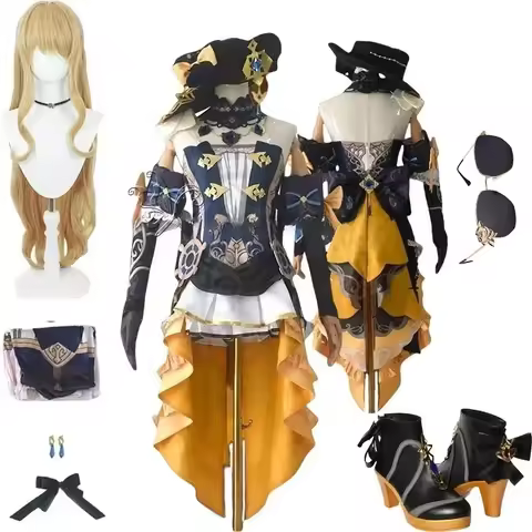 Game Genshin Impact Navia Cosplay Costume Wig Dress Uniform Fontaine Spina Di Rosula Hat Earrings Gl