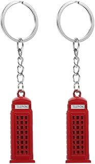 2pcs London Telephone Booth Keychains Alloy Key Rings for Travel Souvenirs Chic Bag Purse Wallet Cel