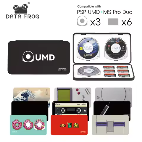 DATA FROG PSP 1000 2000 3000 PS Vita Game Card Storage Case SD Memory Stick Pro Duo M2 Holder Retro 