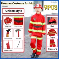 ✎ ✦ ❂ Fireman Costume for Kids Boys Firefighter Career Uniform Work Cosplay Role Play Girl Suit Clo