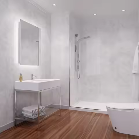 74 X 34 Inch Frameless Fixed Glass Shower Screen Shower Door in Brushed Nickel, Veil Water Repellent