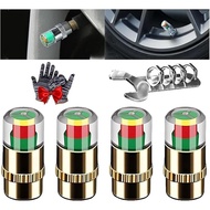 4PCS Car Tire Pressure Monitor Valve Stem Caps, 2.4 Bar 36psi Tire Pressures Sensor Indicator,Copper