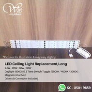 LED Ceiling Light Replacement LED Module Magnetic Module LED Light LED Replacement, Long (24W/26W/30