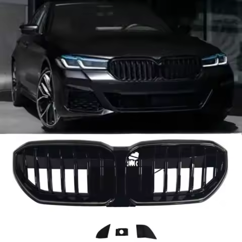 For BMW 5 Series G60 2023-2024 Illuminated Kidney Grille Vertical Slats LED Light Up Front Mesh Gril