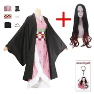 Kamado Nezuko คอสเพลย์เครื่องแต่งกายอะนิเมะชุดกิโมโน Kamado Nezuko Pruik ชุด Halloween Vrouwen Kinde