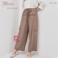 Women's cargo culottes pants, knitted material, jumbo side pockets, 6L 7L 8L 120 kg 130kg premium iv