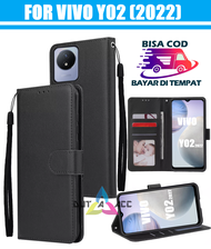 SARUNG BUKU FLIP VIVO Y02 (2022) - LEATHER CASE KULIT UNTUK VIVO Y02 (2022) / FLIP WALLET KULIT UNTUK VIVO Y02 (2022) /  CASING DOMPET KULIT UNTUK VIVO Y02 (2022)