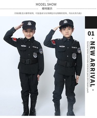 LZD (Ready Stock) Children Police Polis Costume Set Cosplay Kid Boy Girl Long Short Coat Sleeve Officer Swat Army 儿童警察服特种兵警长