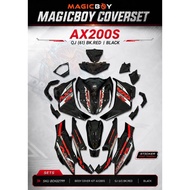 MAGICBOY QJ AX200S BODY COVER SET RED BLACK SIAP TAMPAL STICKER CUSTOM DESIGN COVER SET AX200 MERAH 