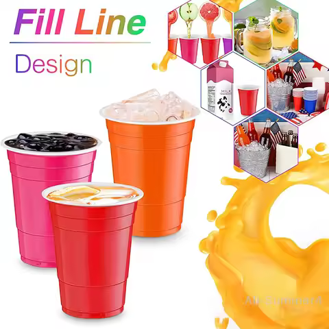 10PCS 450ml Colorful Disposable Plastic Cup Beer Pong Cup Redcups Cup For Graduation Party Or Bar Ga