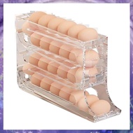 [P K A M] Auto Rolling Egg Holder for Fridge, 4 Tiers Large Capacity Eggs Dispenser, Stores Up to 30