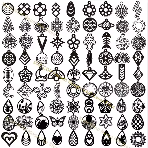 85PCS Wood Earrings File Laser Cut Vector File SVG DXF EPS CDR for CNC Laser/Plasma Cutting Engravin